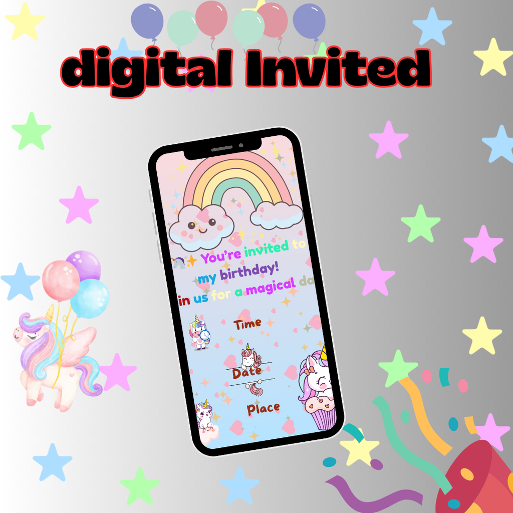🎉 Personalized Unicorn Party Kit – Magical Invitations & Decorations | Customized for You 🦄✨