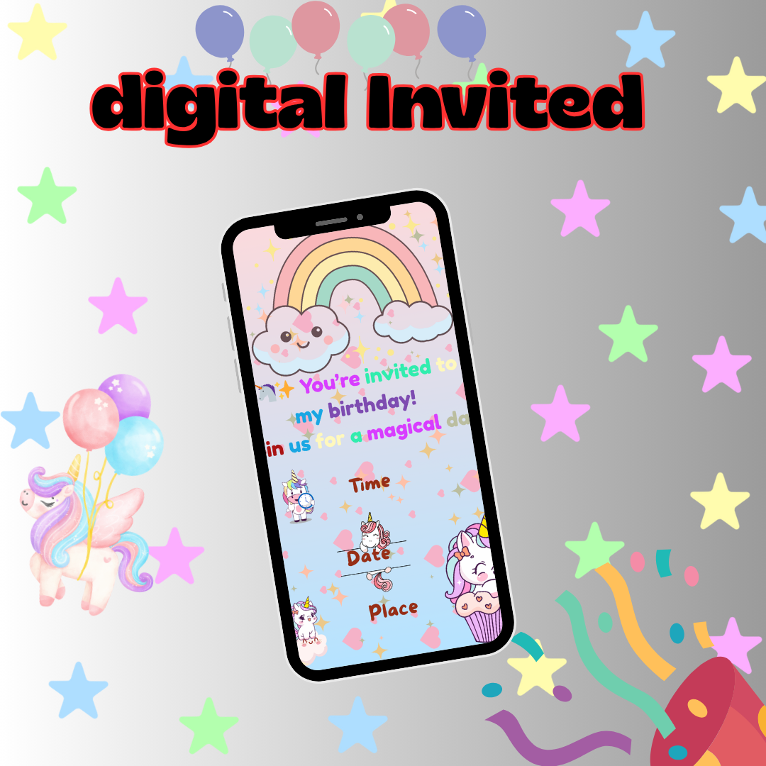 🎉 Personalized Unicorn Party Kit – Magical Invitations & Decorations | Customized for You 🦄✨