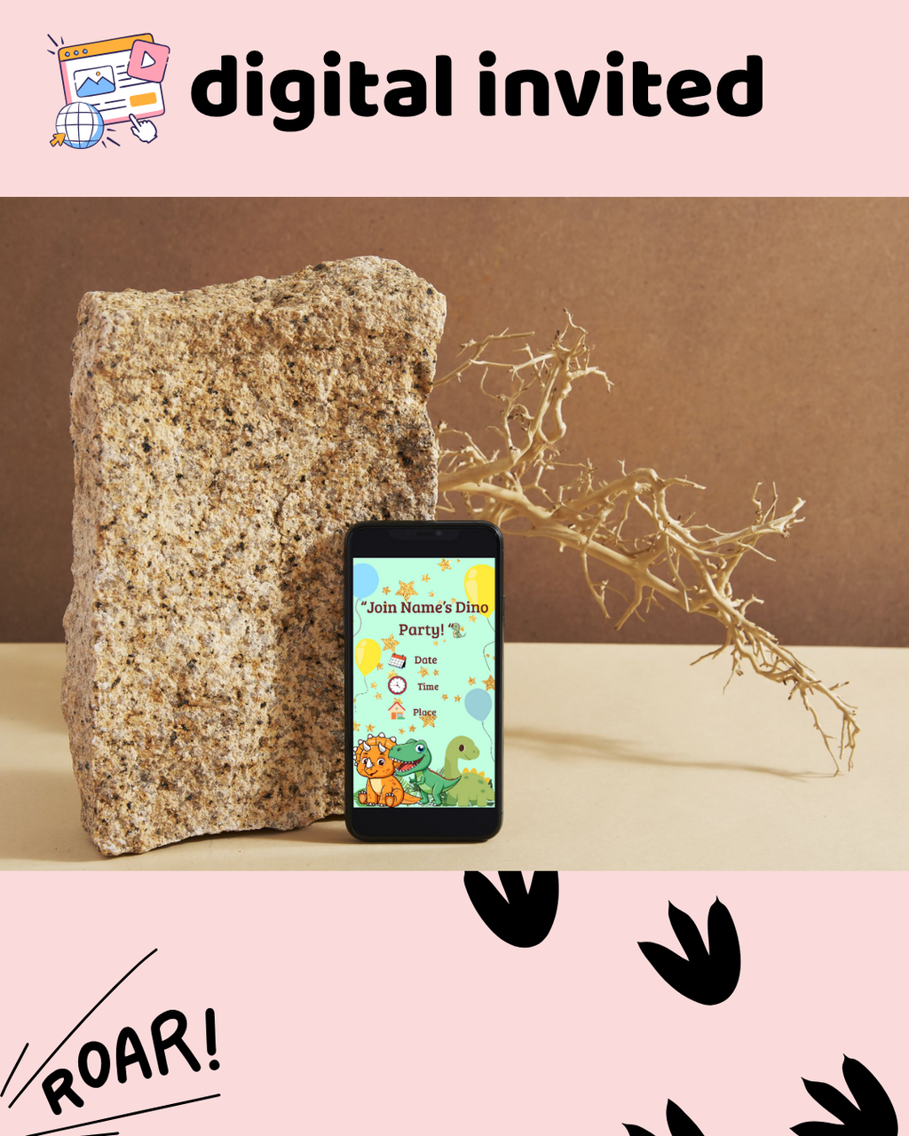 🦖 Dinosaur Kawaii Party Kit – Personalized for You 🎉