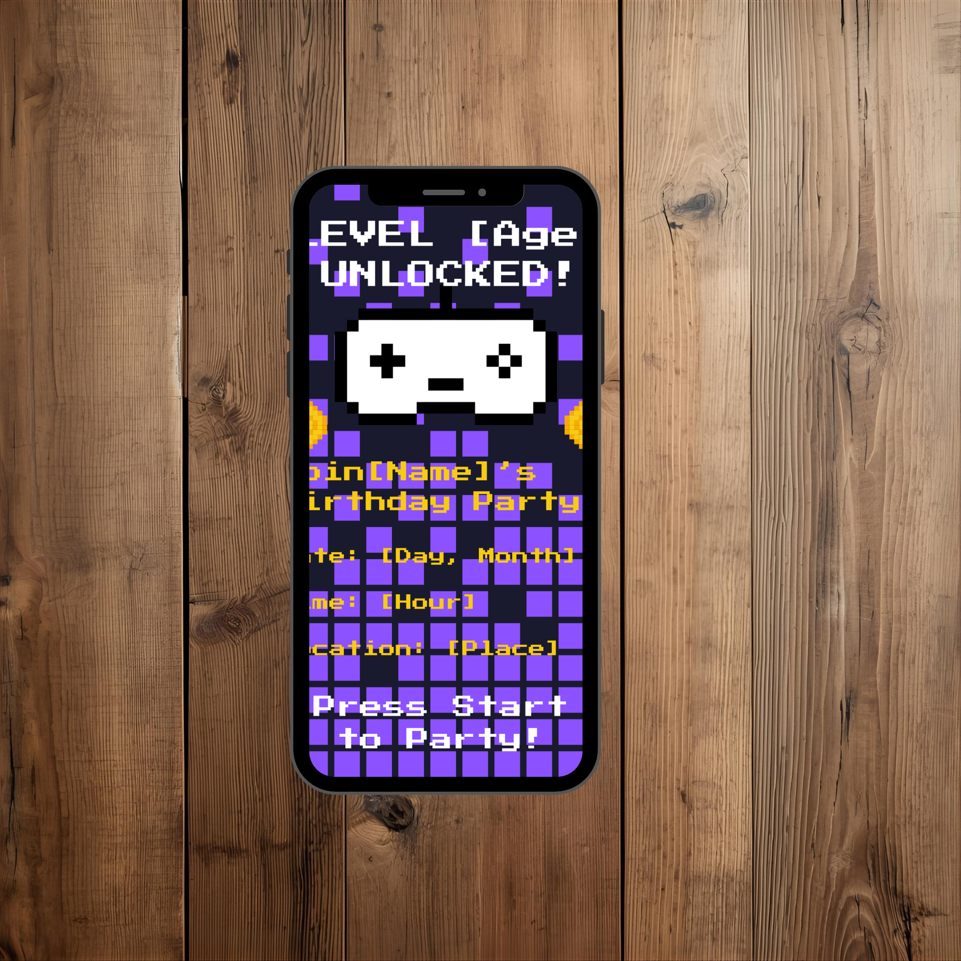 🎮 Gaming Pixel Birthday Party Kit – Digital Invitations, Banner, Toppers & Cards